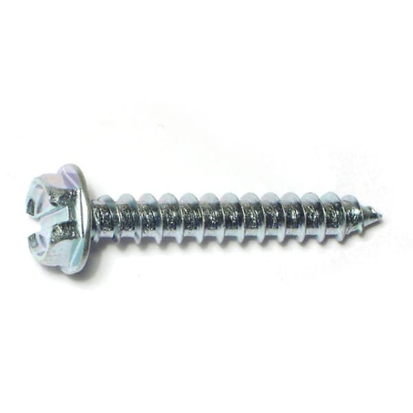 Midwest Fastener Sheet Metal Screw, #10 x 1-1/4 in, Zinc Plated Steel Flange Hex Head Slotted Drive, 100 PK 02938 - main